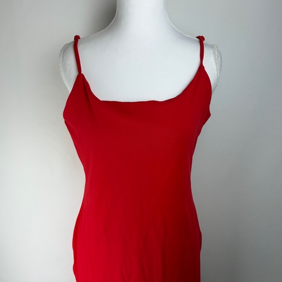 Ambiance Dresses & Skirts - Sultry Red Bodycon Midi Dress Y2K Sexy Sleek Minimalist Chic Night Out Party
